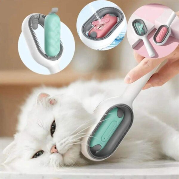 Cat Hair Brush With Water, Sticky Brush For Cats, 4 In-1 Cat Grooming Brush Creative Update Cat Dog Grooming Comb With Water Tank Double-Sided Hair Removal Brush Kitten Pet Supplies Accessories - Image 7