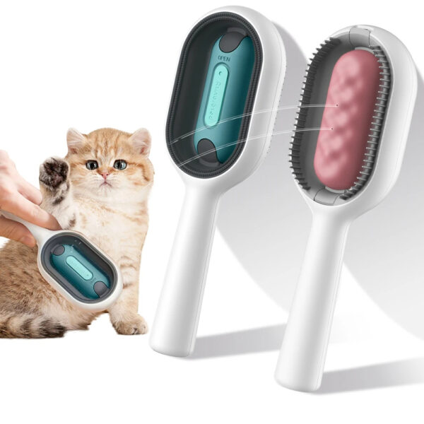 Cat Hair Brush With Water, Sticky Brush For Cats, 4 In-1 Cat Grooming Brush Creative Update Cat Dog Grooming Comb With Water Tank Double-Sided Hair Removal Brush Kitten Pet Supplies Accessories - Image 4