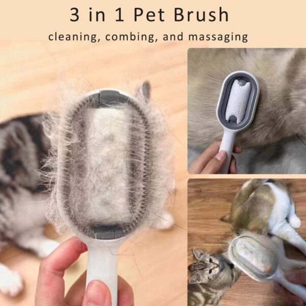 Cat Hair Brush With Water, Sticky Brush For Cats, 4 In-1 Cat Grooming Brush Creative Update Cat Dog Grooming Comb With Water Tank Double-Sided Hair Removal Brush Kitten Pet Supplies Accessories - Image 3