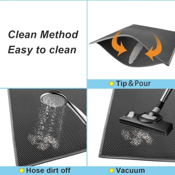 Kitty Cat Litter Mat Trapping Honeycomb Double Layer Design Waterproof Double Layer EVA Cat Litter Pad Waterproof Non-slip Sand Basin Filter Kitten Dog Washable Mattress - Image 2
