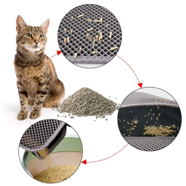 Kitty Cat Litter Mat Trapping Honeycomb Double Layer Design Waterproof Double Layer EVA Cat Litter Pad Waterproof Non-slip Sand Basin Filter Kitten Dog Washable Mattress - Image 9